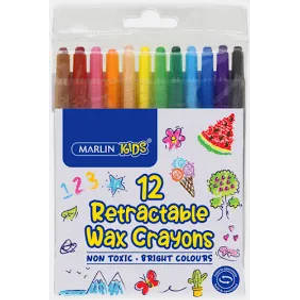 12 Retractable Wax Crayons Marlin Kids