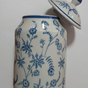 Blou-en-wit Glaspotjie
